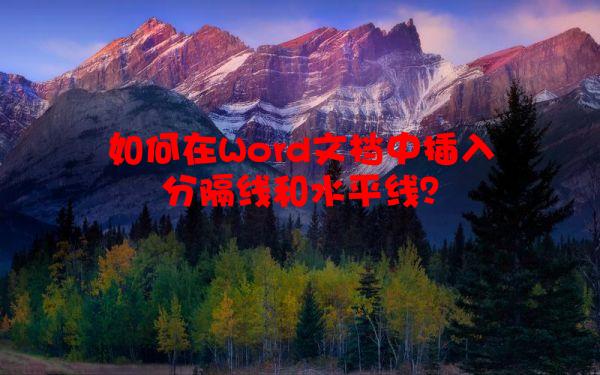 如何在Word文档中插入分隔线和水平线？