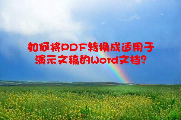 如何将PDF转换成适用于演示文稿的Word文档？
