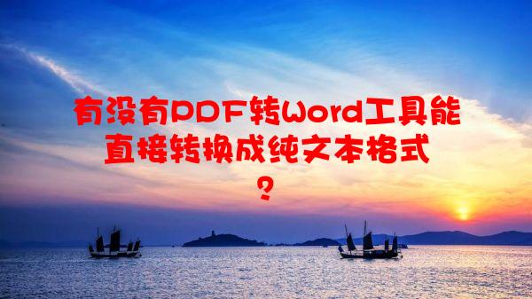 有没有PDF转Word工具能直接转换成纯文本格式？