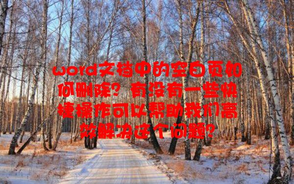 word文档中的空白页如何删除？有没有一些快捷操作可以帮助我们高效解决这个问题？